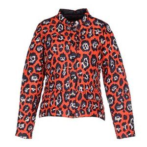 C Studio Orange Leopard Print Puffer Jacket Size XS/S